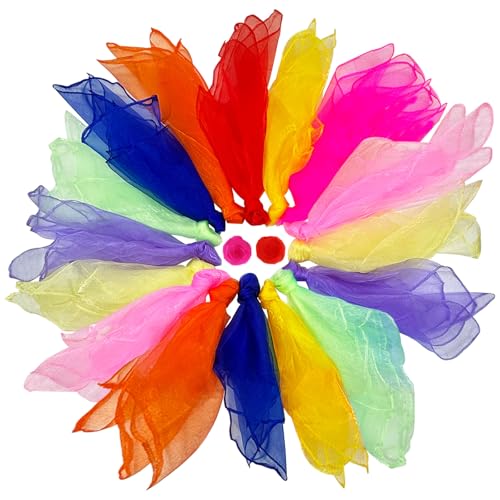 Druuzyl 18 pañuelos Malabares 60x60cm - Set 9 Colores Vibrantes -...