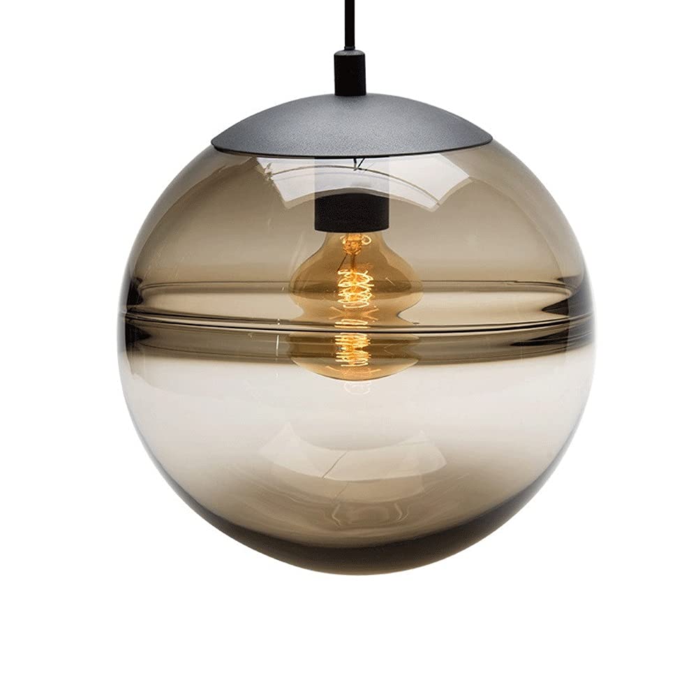 KXEcoLife Ahzhlb Spherical Glass Pendant Light, Globe-Shaped Lampshade, E27 Lighting Fixture, Iron Lamp Body, Modern Minimalist Suspension Lamps for Dining Room, Kitchen Island, Bedroom/Larg