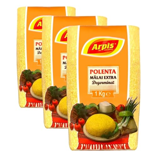 Harina de Maíz Malai - Polenta Precocida - 1kg - Propiedades Antioxidantes - Alternativa Saludable a la Pasta - Preparación Rápida - 100% Vegana (Paquete de 3)