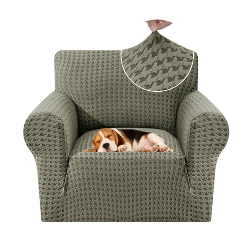 MAXIJIN Stretch Sofa Chair Slipcovers with Arms (31"-46 Washable Chair Cover Armchair with Non-Slip Foam & Elastic Bottom, Dog Cat Pet Friendly Furniture Protector (Small, Army Green)