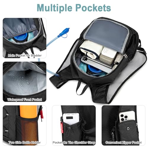 BOVIP Lightweight Hydration Back,15L Multipurpose Hiking Backpack with 1.5L Water Bladder ,Hydro Water Daypack for Cycling Hiking Rave for Men Women - image 4