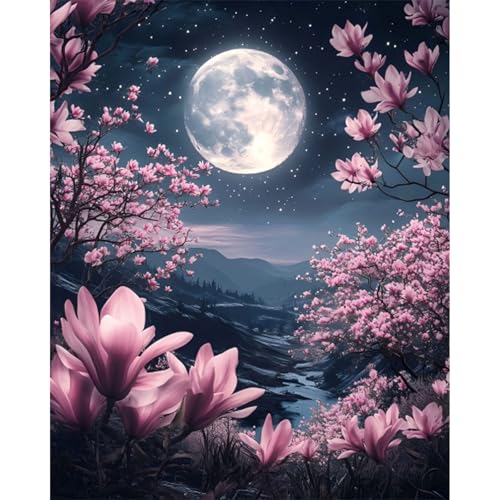 Pujeknm Kit de pintura al óleo pintada a mano por números para adultos, con 3 pinceles y pintura acrílica, kit de pintura al óleo como regalo 40 x 50 cm (sin marco)