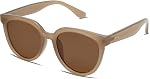 SOJOS Trendy Cat Eye Round Polarized Sunglasses for Women Fashion UV Protection Sunnies Sunglasses SJ2175