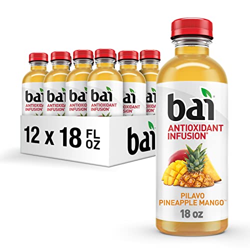 Bai Pilavo Pineapple Mango, Antioxidant Infused Beverage, 18 fl oz Bottles (Pack of 12)