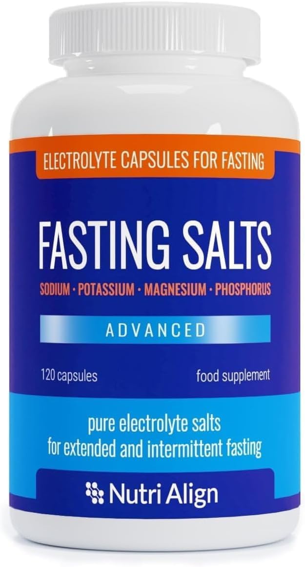 Nutri-Align Sali Elettrolitici Digiuno 120 Capsule | Elettroliti di Fosforo Sodio, Potassio e Magnesio | Elettroliti Puri e non Aromatizzati | Senza Zucchero e Riempitivi | Prodotto nel Regno Unito