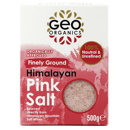 Geo Organics Pure Himalayan Pink Salt Crystals 500g (Pack of 1) | 100% Natural Salt & Unrefined | Harvested Using Sustainable & Eco-Friendly Practices - Contains 84 Minerals (Finely Ground Pink Salt)