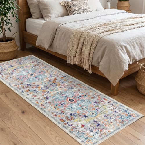 Image of Runner Rug for Hallway 60x180cm - Non Slip Low Pile Hallway Runner Rug Washable Kitchen Runner Rug, Ultra Soft Vintage Carpet Runner for Kitchen Entryway Laundry Room, Boho Long Hall Runner Rugs