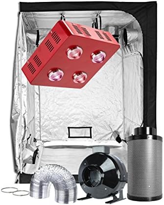 TopoGrow LED Grow Tent Complete Kit LED 800W COB LED Grow Light Kit +60"X60"X80" Indoor Grow Tent + 6" Fan Filter Ducting Combo Hydroponics Tent System