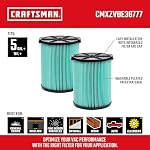 CRAFTSMAN CMXZVBE38777 Genuine 5-20 Gal. HEPA Media Wet Dry Vacuum Filter | Fits Most 5 to 20 Gallon CRAFTSMAN Shop Vacuums, Easy Installation and Traps Allergens, 2-Pack