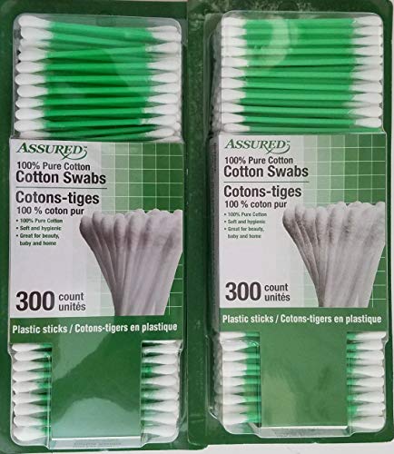 Double Tip 100% Pure Cotton Swabs 300 Tips/Pk Select Color 2 Packs (Green)