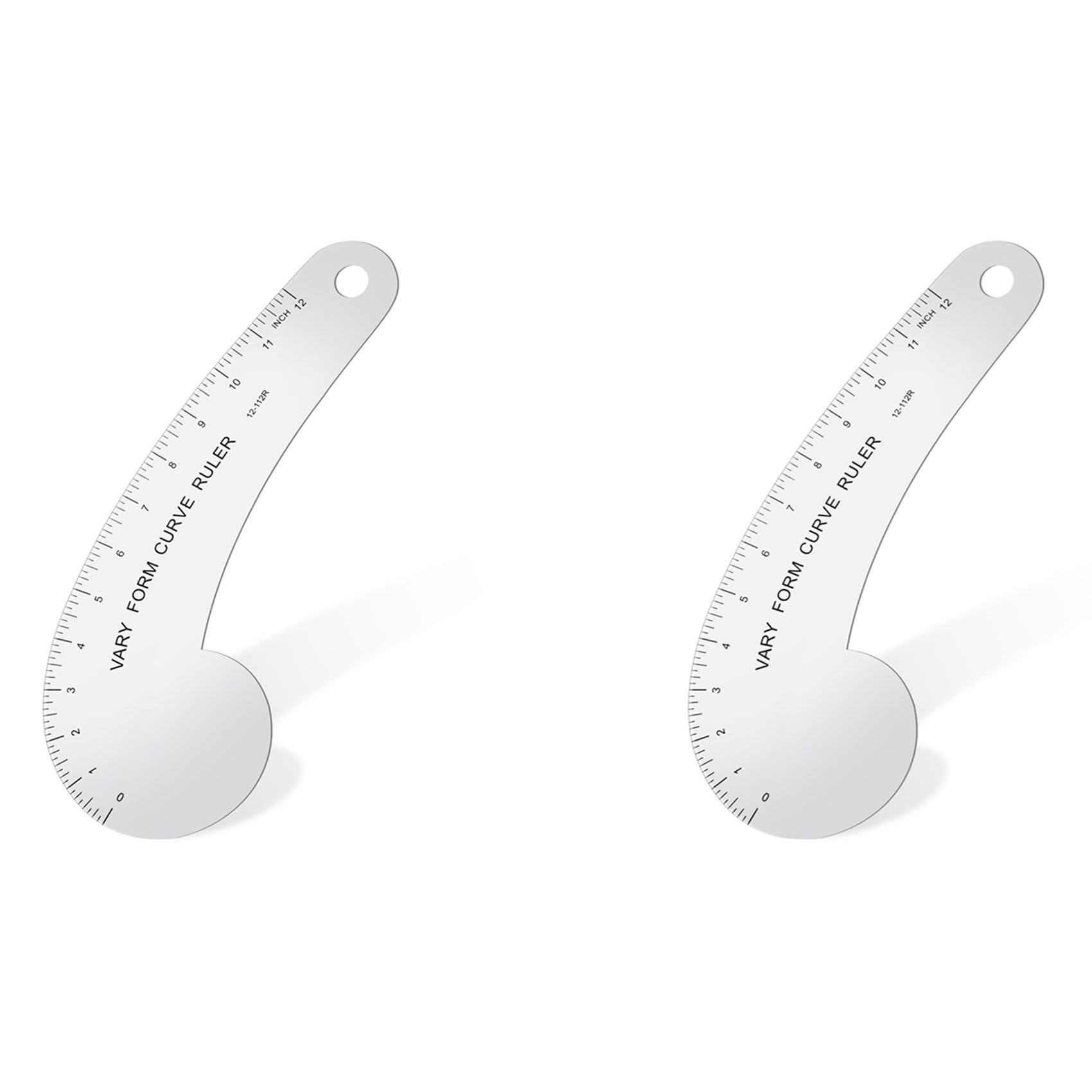 Qezodsx 2X Vary Form Curve Ruler 12Inch Solid Metal French Curve Hip Curve Ruler for Measuring Sewing Design Making