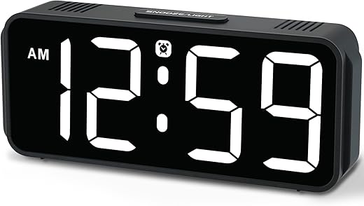 Peakeep Small Digital Alarm Clock Plug in for Bedrooms Bedside, Tiny Electric Clock Large Big