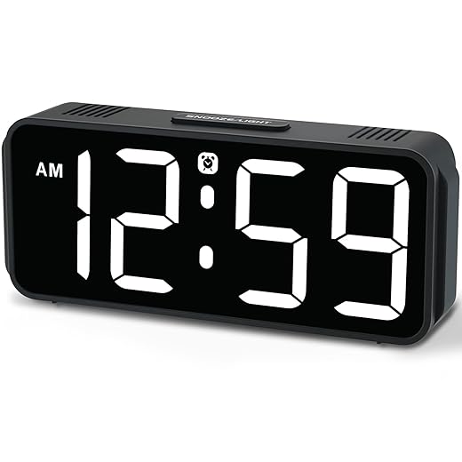 Peakeep Small Digital Alarm Clock Plug in for Bedrooms Bedside, Tiny Electric Clock Large Big
