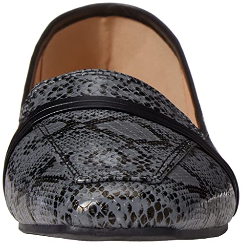 Image of Women Printed Diva Loafer Flats in a Snakeskin Printed Faux Leather Grey 9