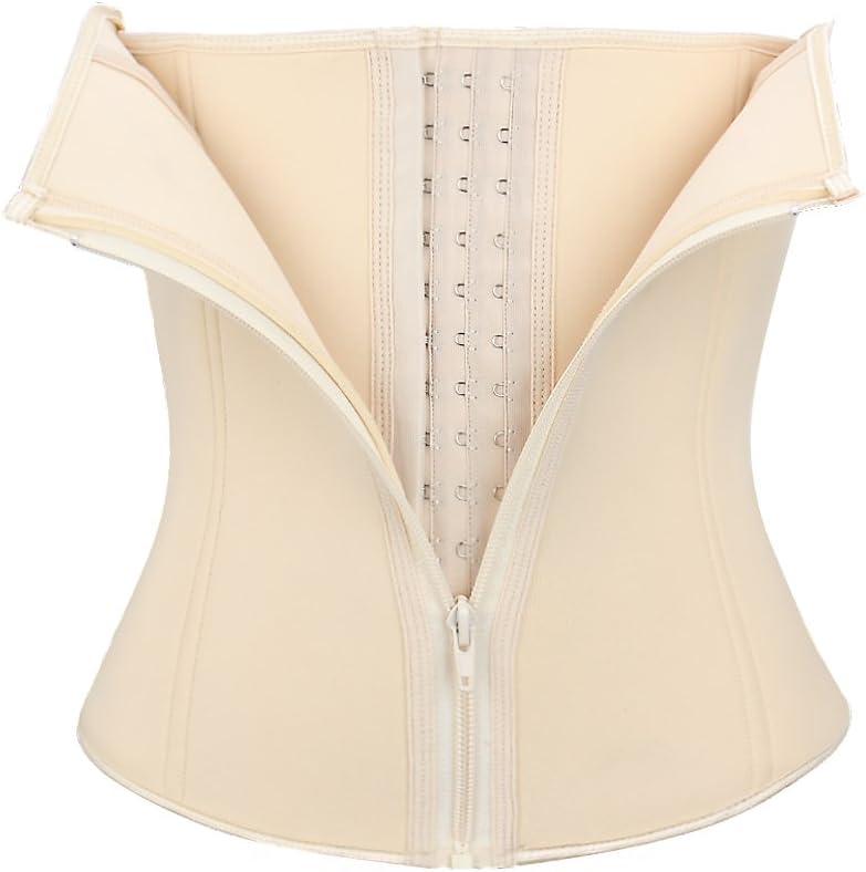Waist Trainer Corset for Women Zipper & Buckle Underbust Cincher Plus Size Nude