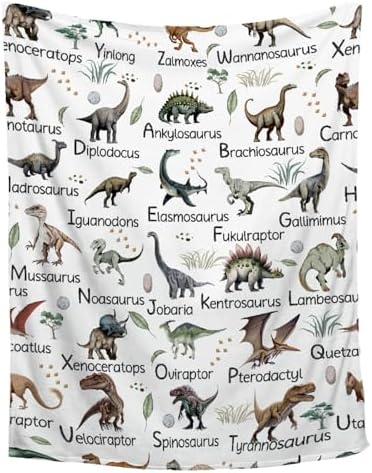 Dinosaur Blanket for Kids Boys Types of Dinosaurs Gifts for Toddler Dinosaur Lovers Super Soft Flannel Throw Blanket for Sofa Camping Travel Bed Home Dinosaur Room Decor,40