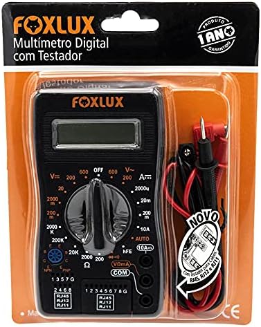 Multímetro Digital Foxlux com Testador de Cabos RJ11 e RJ45 e Bip...