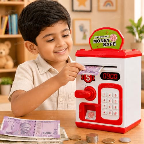 Image of Zest 4 Toyz Piggy Bank with Lock Code Money Saving Coin Bank Auto Cash Roller Gullak Birthday Return Gift for Kids(Red)