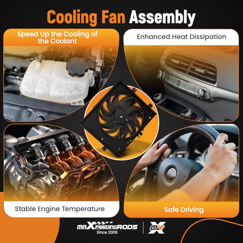 Image of maXpeedingrods Engine Radiator Cooling Fan Assembly for Nissan Versa 2012-2019 / Versa Note 2014-2019 L4 1.6L Automatic CVT, Replace # 214819KK0A, 214813AB3A