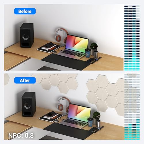 Image of Acoustic Panels, Magrowill 12-Pack Soundproof Wall Panels 12 X 10 X 0.4 Inches, Sound Absorbing Panels with Full Self-Adhesive, Interior Wall Decor Felt Tiles Board