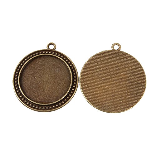 Pandahall 10pcs 30mm Vintage Tibetan Style Alloy Pendant Cabochon Bezel