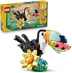 LEGO Creator 3 en 1 animaux sauvages : toucan tropical jouet de construction pour enfants - Blocs de construction de jungle et jouet éducatif pour filles et garçons, 7 ans et plus - Construisez 3 jouets animaux en 1 ensemble - Cadeau pour anniversaires - 31173