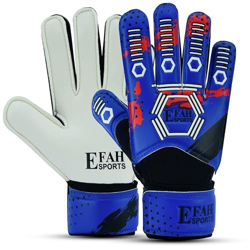 EFAH SPORTS Gants de gardien de but de football pour enfants, garçons, enfants, jeunes – Gants de gardien de but de football avec paumes à forte adhérence...