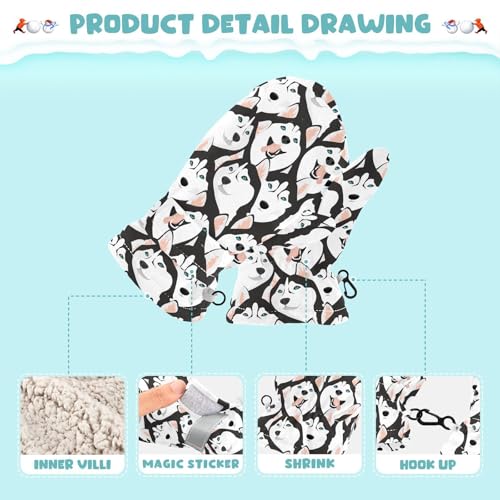 Kids Mittens Winter Fleece Gloves Toddler Warm Snow Gloves Husky Dogs for Girls Boys4