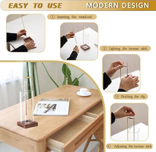 CEREMONY Incense Holder,Wood Incense Holder for Sticks with Glass Ash Catcher,Incense Burner for Meditation Yoga Spa Room Decor - Image 6