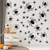 encavy 60 PCS Halloween Wall Decorations DIY Party Supplies 3D Plastic Spider Decoration Stickers, Indoor Outdoor Scary Spider Halloween Decor for Home Wall Window