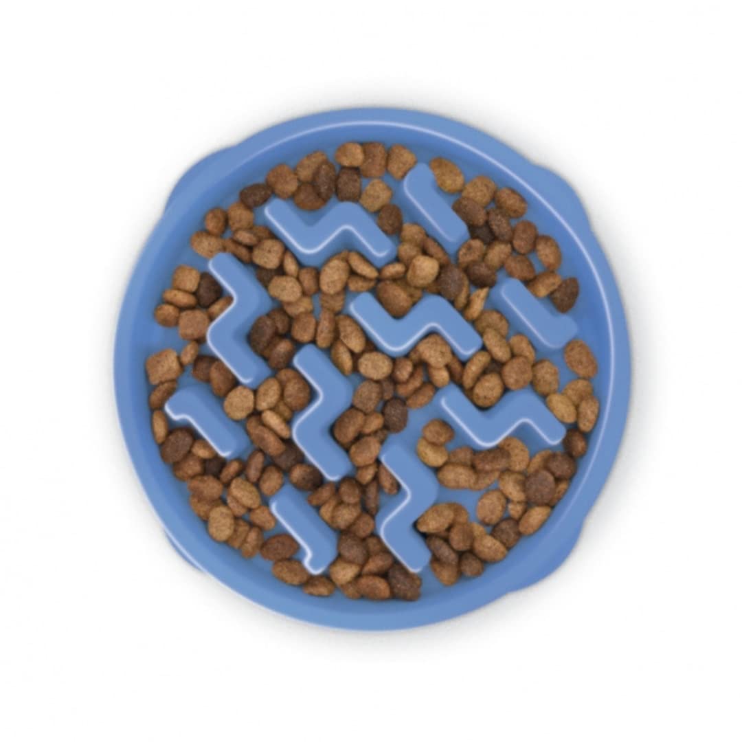 Outward Hound Fun Feeder Slow-Bowl Mini Slow Feeder, Dog Bowl Slow Feeder for Dogs Made with Non-Slip Base and Food Safe Materials, Helps Reduce Overeating Behaviour - (Blue, 25cm)