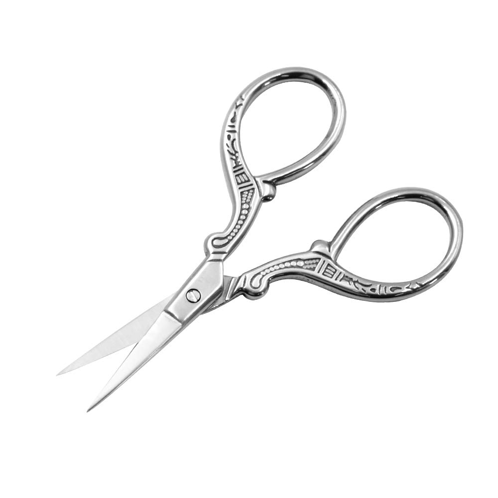 Nose & Ear Hair Trimmers,Craft Scissor, Professional Stainless Steel Beauty Grooming Scissors for Eyebrow, Facial Hair, Nose Hair (Silver)