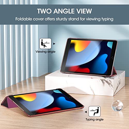 Image of ProCase for iPad 9th / 8th / 7th Generation Case 10.2 Inch (2021 /2020 /2019 Release), 10.2 iPad Case 9th / 8th / 7th Gen Cover, Slim Smart Cover with Translucent Hard Shell Back -Wine