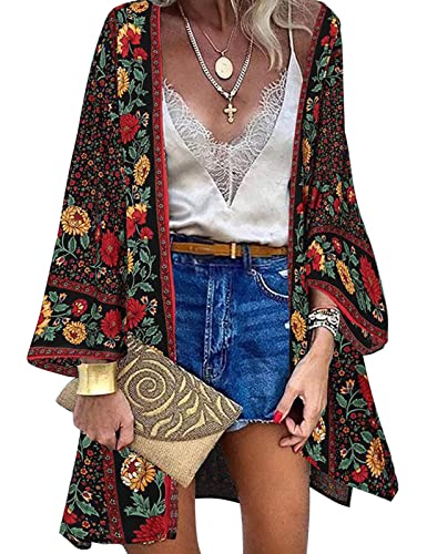 Kimono Copricostume Donna Cardigan Lungo Retro...