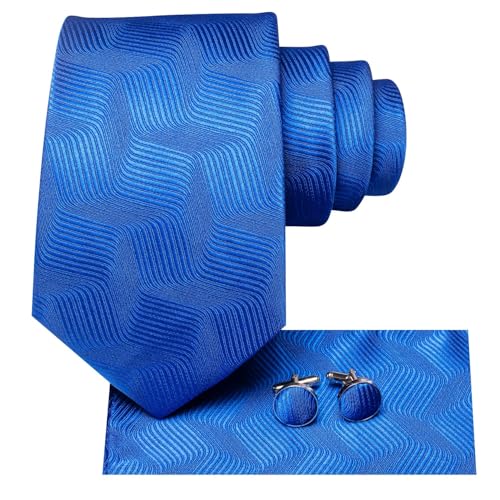 Image of Dubulle Mens Paisley Striped Tie Woven Necktie for Men and Handkerchief Cufflinks Set Wedding Formal Business