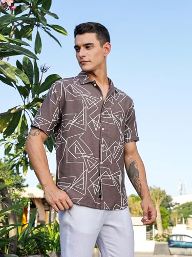 Image of Thomas Scott Mens | Half Sleeve | Embroidered Printed | Regular Fit | 100% Cotton | Casual Shirts