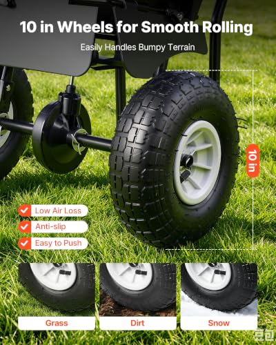 Image of VEVOR Push Lawn Spreader 80 lbs Capacity Walk-Behind Broadcast Spreader | for Garden Care, 12 ft Spreading Width & 15 Adjustable Settings, 10 in All-Terrain Tires for Seed Fertilizer, Salt Ice Melt | For Garden Care, 12 ft Spreading Width & 15 Adjustable Settings, 10 in All-Terrain Tires for Seed Fertilizer, Salt Ice Melt