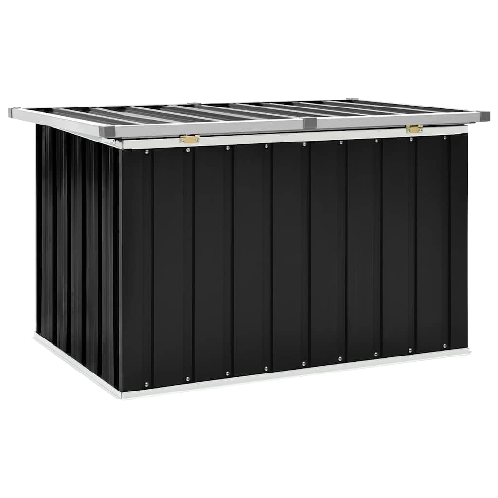Gartenbox Anthrazit aus verzinktem Stahl 109x67x65 cm, geräumige Auflagenbox für Terrasse und Balkon, wasserabweisende Kissenbox mit Klappdeckel für Gartenlagerung und Werkzeug