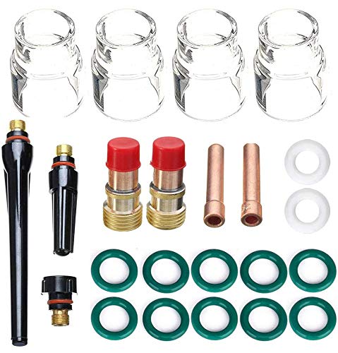 BEEOFICEPENG TIG Stubby Lens 17GL332 3/32 pulgadas y 12 vasos y TIG Lens Kit boquilla de aluminio para DB 17/18/26 Linterna para soldadura TIG