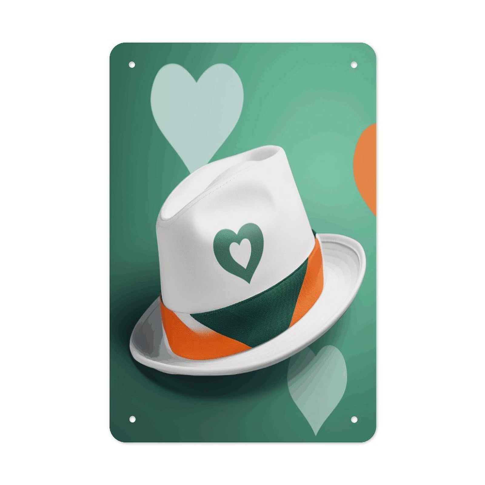 Btcowzrv Style Heart Shape On The Hat Metal Tin Sign Wall Decor Hanging Plaque