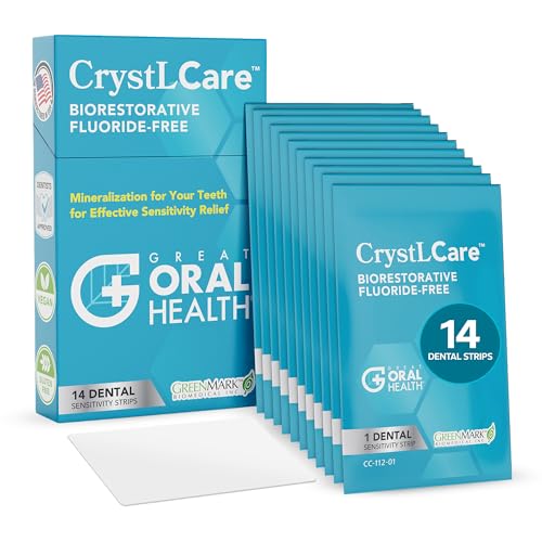 CrystLCare Tooth Sensitivity Treatment for Adults & Kids: Builds Relief with Use Targeted Sensitive Teeth Dental Strips for Nano Hydroxyapatite Enamel Remineralization & Tooth Enamel Repair (14 Count)
