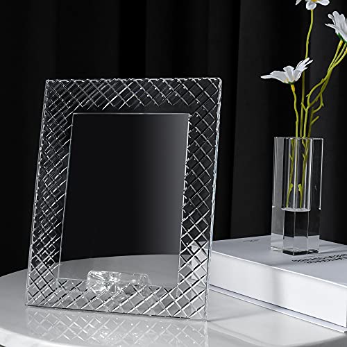 Kitcom 5X7Inch Crystal Wedding Frame Of Keepsake Photo Frames, Crystal Picture Frames With Embossed Design, Tabletop Display Decor Frame(Fit 5X7 Max Photos), Clear With Gift Box #TOP2