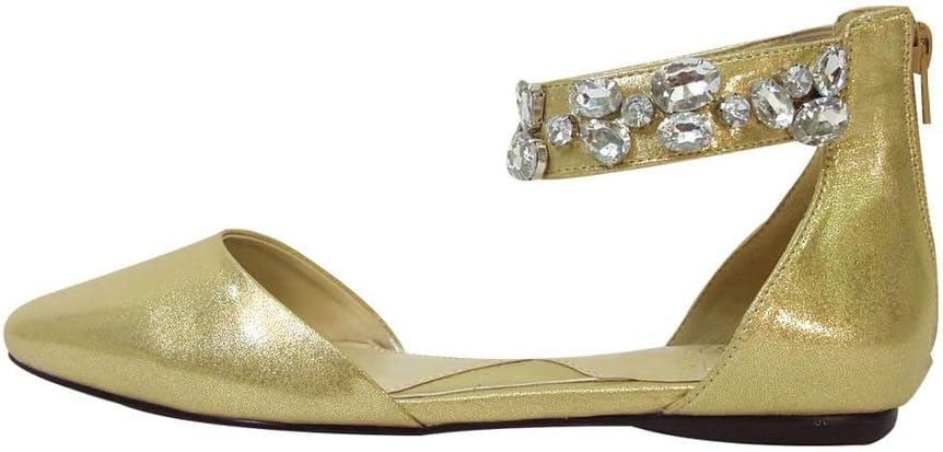 Fuzzy Jill Women's Wide Width Open Shank Ankle Strap Dress Casual Flats