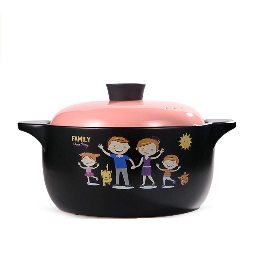 Pentola Multifunzione Antiaderente, casseruola a Cottura lenta Smaltata, casseruola in Ceramica, pentola in Terracotta Resistente al Calore con Coperchio Bibimbap E 3l