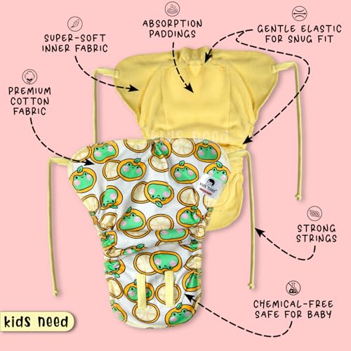 Image of kids need dry feel langot for new born baby 0-3 months, Pack of 3 Large size (5-10kg) super soft cotton cloth nappies for new born baby essentials nappy L1S