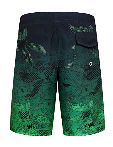 APTRO Bermuda de banho masculina de secagem rápida com bolsos e shorts de praia, Gradient-green, Med