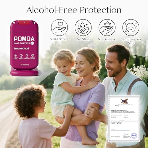 Image of Refillable Alcohol Free Hand Sanitizer Spray 6-Pack, Light Scent Hydrating Fine Mist Spray, Non-Irritating & Non-Greasy, Natural Fragrance, Travel Size Pocket Spray