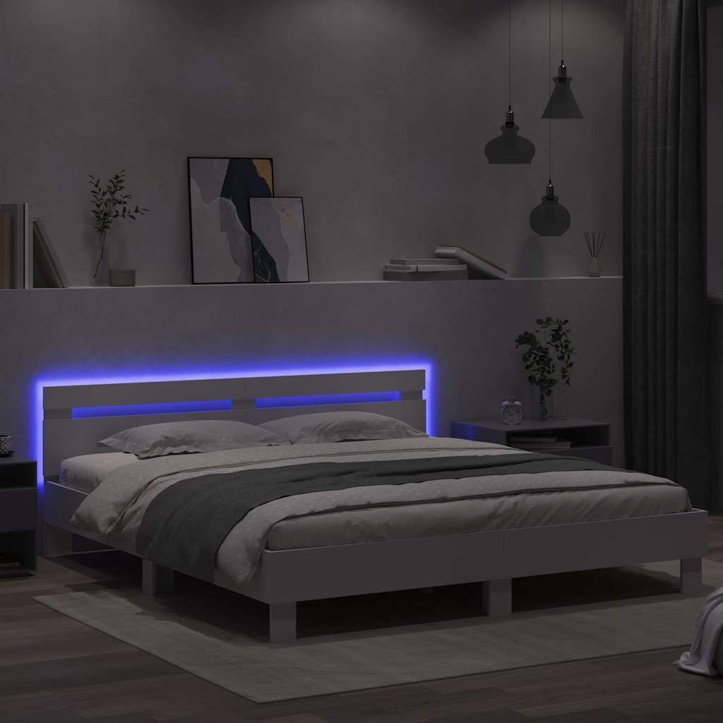 Drewnopochodna z podświetleniem LED nowoczesna Biały 193 x 203 cm
