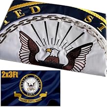 US Navy Emblem Flag Embroidered 2x3 Outdoor Double Sided United States Naval Military Flags Banner 3ply Embroidered USN Flag with 2 Brass Grommets Vivid Colors Waterproof