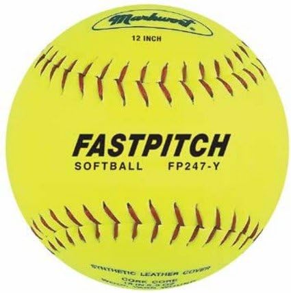 Markwort 12" Yellow Genuine Leather Fast Pitch Softballs from 1 Dozen